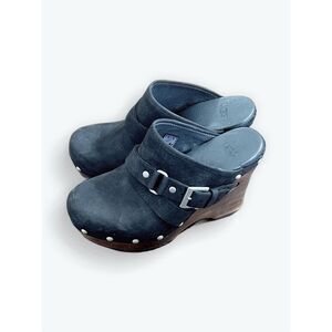 UGG® Australia Women’s US5 Natalee' Black Suede Studded Wood Platform Clogs